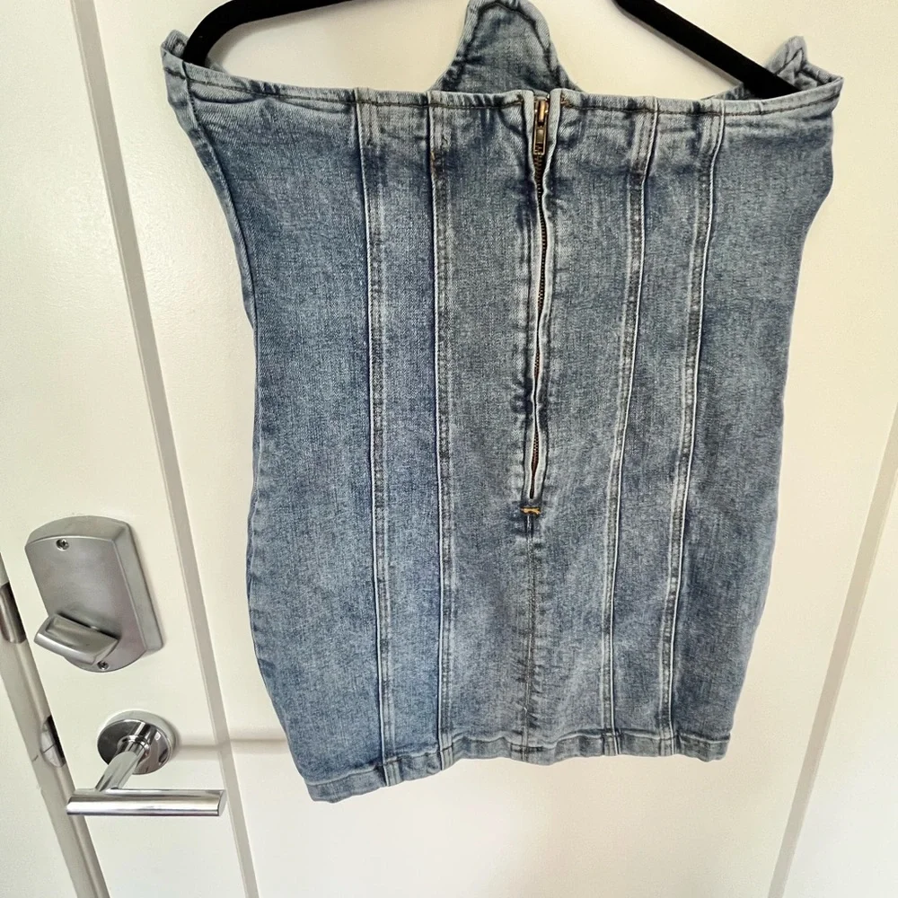 Fashion Nova Blue Strapless Denim Dress - Picture 6 of 6